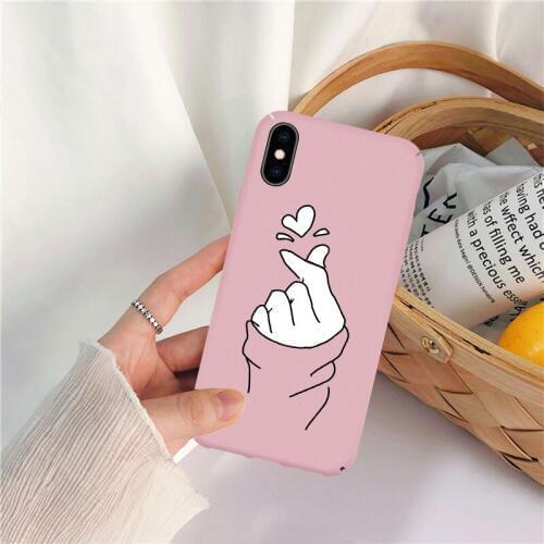 GYKZ Cute Love Heart Lover Couple Case For iPhone XS MAX X XR 11 Pro 7 8 6 6s Plus Hard Matte Phone Cover Slim Candy Color Funda