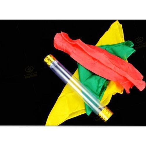 Crystal Tube Silk Blow - W/silks - Silk and Cane Magic - Magic Trick,Close-up,Comedy,Card,Street Magic,Stage Magic props