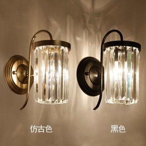 Classic crystal wall lamp livingroom bedroom studyroom bedside lamp decoration porch lighting retro crystal background wall lamp