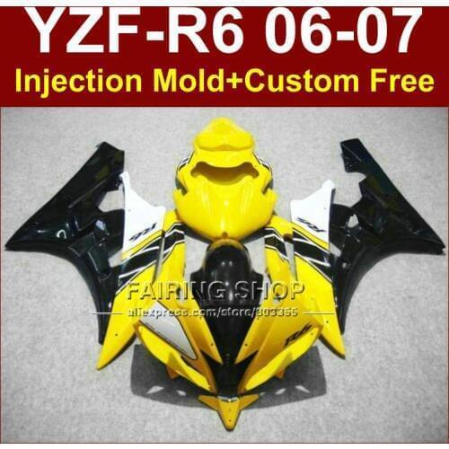 Yellow black Motorcycle fairing kits for YAMAHA YZFR6 2006 2007 fairings set YZF1000 YZF R6 06 07 ABS bodyworks Q6TT