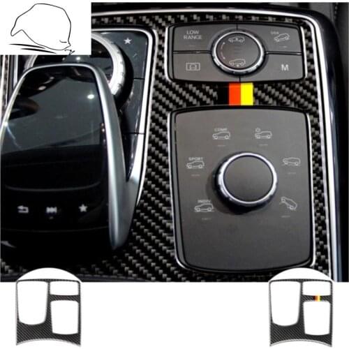 Carbon Fiber Central Control Armrest Box Multimedia Stickers Covers Car Styling For Mercedes GLE GLS M Class car accessories