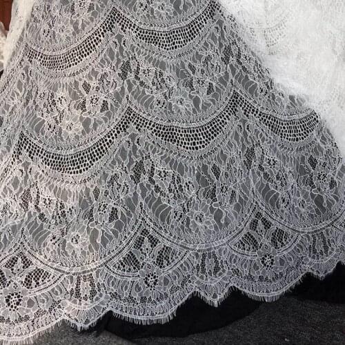 3Meter price High quality Soft white summer dress lace fabric French lace chantilly lace Height 150cm, length 300cm