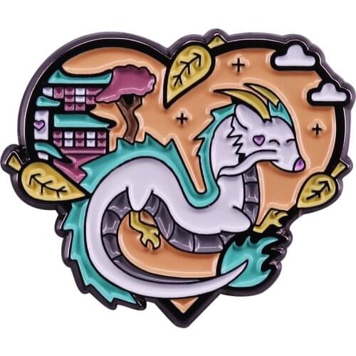 A Cute Autumn Themed Haku Pin from Spirited Away