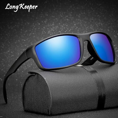 Men Classic Polarized Sunglasses Male Eyewear Driving Rectangle Mirror Sun Glasses 100% UV Protection Gafas By Long Keeper 1026