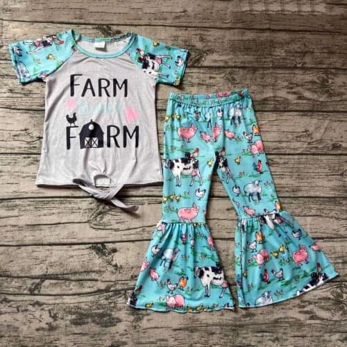 Farm sweet farm short sleeve two pieces set fashion baby girl boutique clothes
