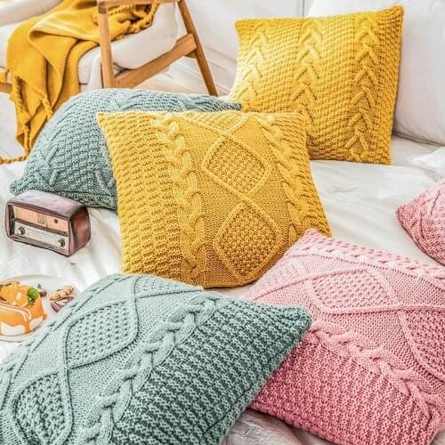 Nordic Ins Cushion Cover Living Room Sofa Knitted Wool Pillowcase Thick Soft Pillow Covers Home Decor