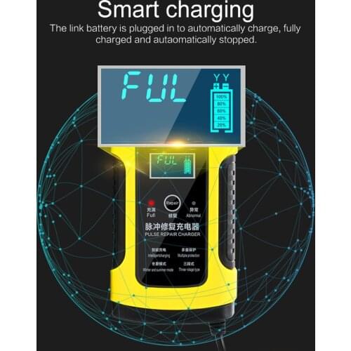 NEW Intelligent 12V 6A Car Battery Charger Dropshipping LCD Display 6-fold Protection Universal Motorcycle Charger US/EU/AU Plug