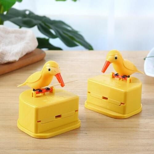 New Small Bird Toothpick Container Automatic Toothpick Holder Decoration Home Accessories Kitchen Toothpick Dispenser C8O2