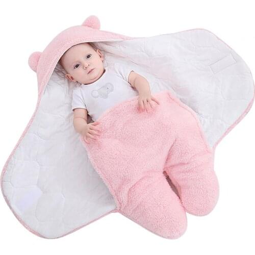Solid Color Warm Newborn Baby Swaddle Infant Anti Kick Sleeping Bag Blanket