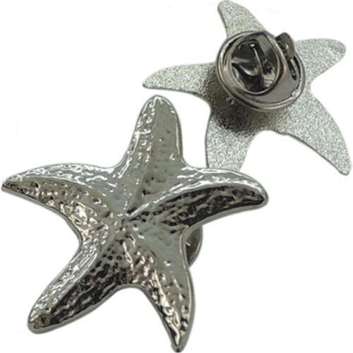 Wholesale and retail silver badges trend fashion five-pointed star shape zinc alloy badge