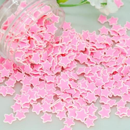 20 Gram 5mm Polymer Clay Pink Color Stars Scraps|Party Table Decoration Confettis|Slime Filling Miniatures|Nail Art sequins