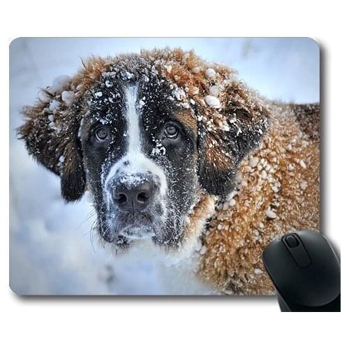 Custom Mouse Pad Funny Dog,Dog Snow St Bernard Dog Winter Pet Animal Fur,dogs mouse mat