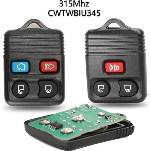 Jingyuqin 3/4 Buttons Remote Car Key 315MHz for Ford 1995-2000 Contour 1992-1995 Crown e.g.& Transponder Chip & Uncut Blade