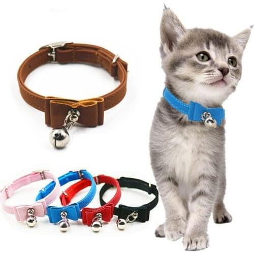 Pet Dogs Adjustable Collar With Bright Colors Puppy Fashion Collar With Bells And Bow Knot For Pets