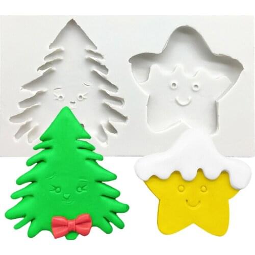Christmas Tree Star Silicone Sugarcraft Mold Resin Tools Cupcake Baking Mould Fondant Cake Decorating Tools
