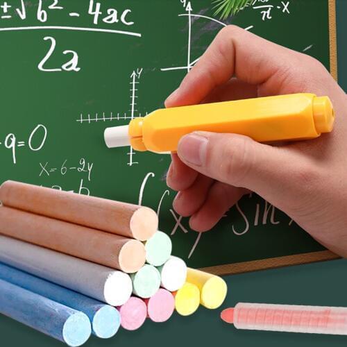 School Teaching Dust-free/Non-dust Chalk Mix 6sets With Rotating/Magnetic Chalk Cover Water Soluble Chalk Chalkboard/Blackboard