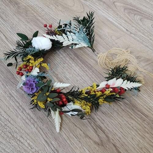 Don&Judy Maternity Dried Flowers Wreath Crown Photography Floral Accessories for Maternity Photo Shoot Baby Shower Shooting