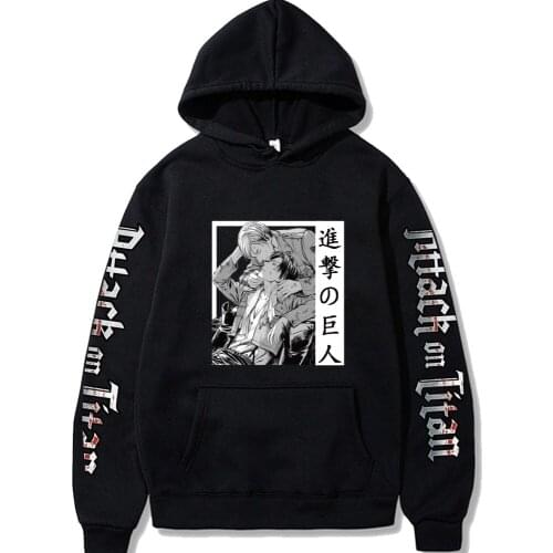 Harajuku Anime Attack On Titan Hoodies Pullovers Tops Men Fashion Manga Winter Casual Long Sleeves Couple Womens Sweatshirts