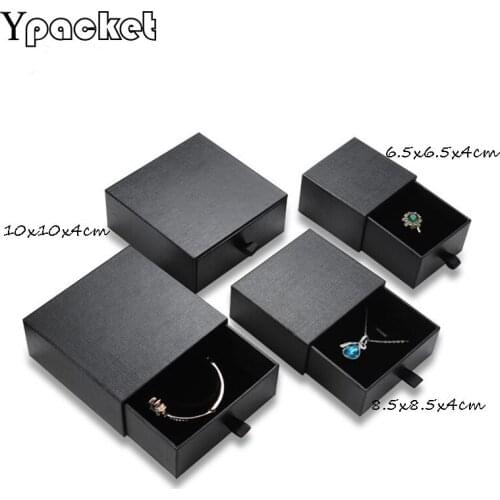 High Quality Square Jewelry Organizer Box Engagement Ring For Earring Necklace Bracelet Display Gift Box Holder Black Drawer box
