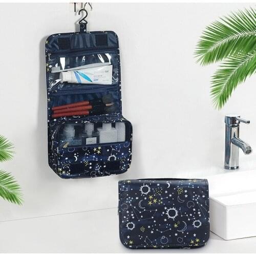 1 PCS Travel Printing Waterproof Cosmetic Bag Hotel Hanging Portable Foldable Toiletry Bag Bathroom Organizer