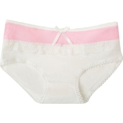 Women Sexy Candy Color Bowknot Lace Panties Breathable Cotton Underwear Briefs Plus size Knickers белье женское