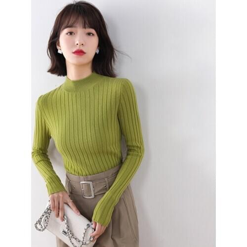 Womens top wool knitted sweater Slim slimming long-sleeved pullover sweater Korean casual warm womens sweater 2020 new