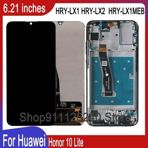 For Honor 10 Lite LCD Display Touch Screen Glass Frame For Huawei Honor 10 Youth Honor10Lite 6.21“ HRY-LX1 LX2 LX1MEB Screen