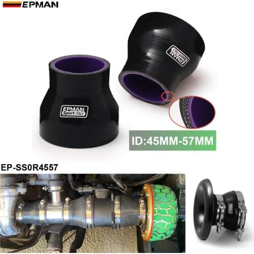 1.77"-2.24" 45mm-57mm 4-Ply Silicone Intercooler Turbo Reducer Hose Black For BMW e90 EP-SS0R4557