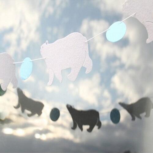 1Set Bird Bear Baby Shower Garland Striped Paper Flags Banner Lving Room Classroom Decor Kids Birthday Party Supplies