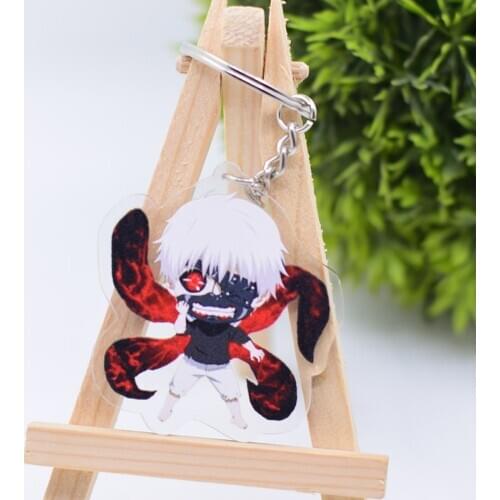 1pcs Tokyo Ghoul Keychain Cute Double Sided Kaneki Ken Key Chain Pendant Acrylic Anime Accessories Cartoon Key Ring DBS1P