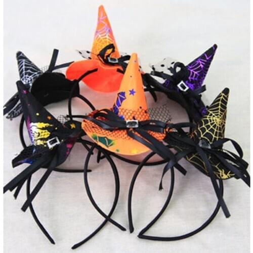 Ynaayu 1pcs Halloween Hairbands Mini Witch Hat Bar Dress Up Hooded Halloween Hat Bat Boutique Halloween Party Supply