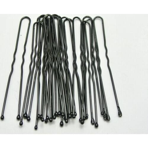 100 Black Wavy U Comb Bobby Pins Grips Hair Barrette Clip 60mm