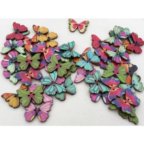 100pcs/lot colorfu wood butterfly shape engraving natural woodcraft for wedding/scrapbooking embellishments