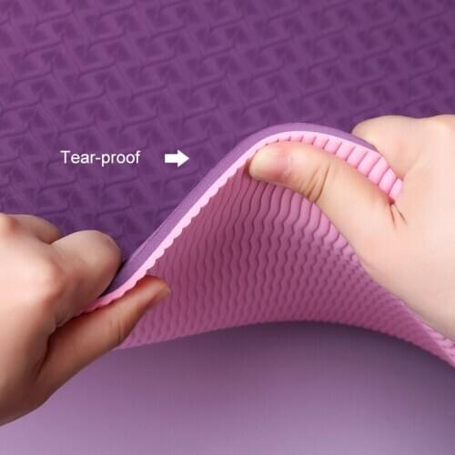 183cm*61cm*0.6cm Antiskid Yoga Mats With Rope Buckle For Fitness Pilates Gym Double-Layer Two-Color Environmental Tasteless TPE