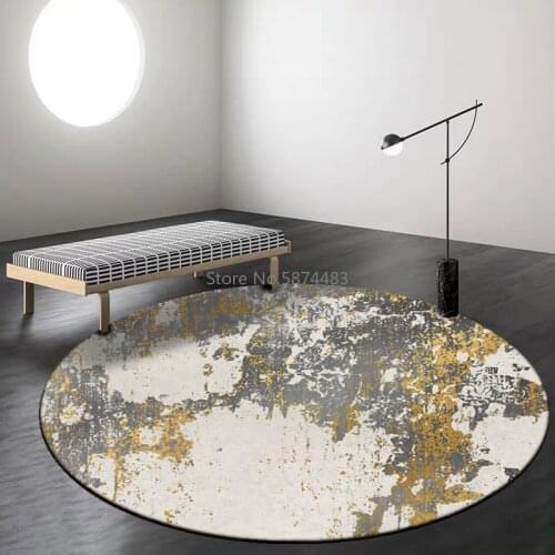 200cm Fashion Modern Nordic Abstract Ink Golden Gray Living Room Bedroom Hanging Basket Chair Round Floor Mat Carpet