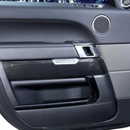 4pcs Carbon Fiber ABS Plastic Inner Door Decoration Cover Trim For Landrover Range Rover Sport RR Sport 2014-19 Replacement Part