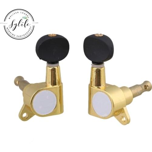 6pcs 3L3R Golden&Black Frosted Guitar Parts Semicircle Guitar Tuning Peg