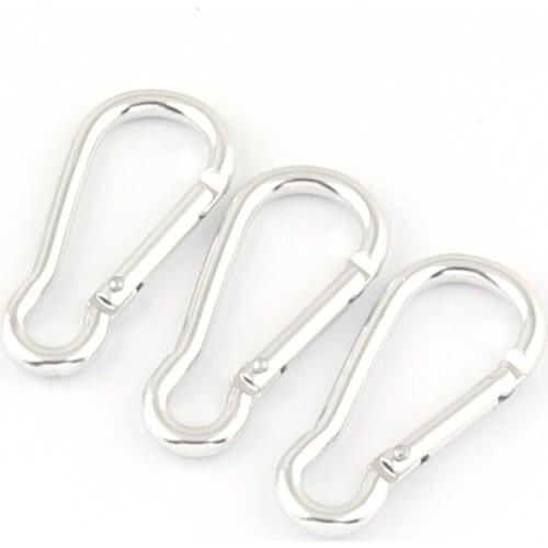 White Carabiner Camp Snap Hook Clip Keychain Hook Clasp Spring D Ring Push Gate Clip for Backpack Clip Lanyard 4pcs