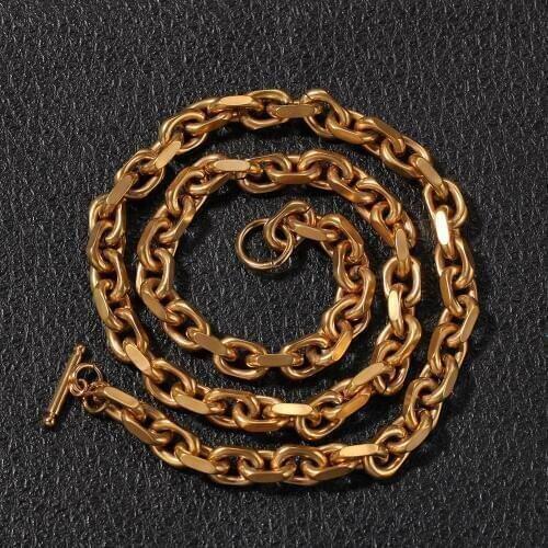 Gold Silver Color 316L Stainless Steel Cross Link Chain Necklace for Men Hip Hop Rock Jewelry 24inch