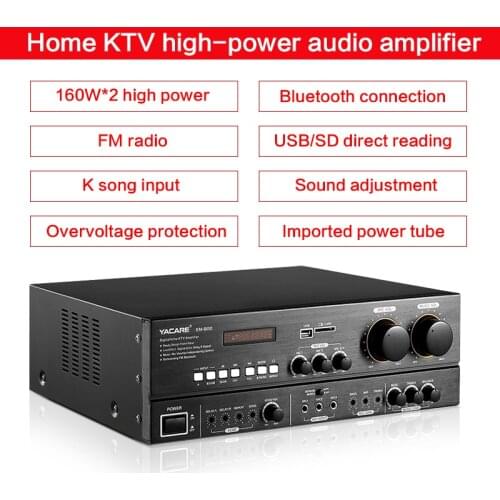 380W*2 Home High-power Amplifier KM800 HiFi Fever Professional KTV Audio Bluetooth Karaoke Amplifier USB Direct Reading FM Radio