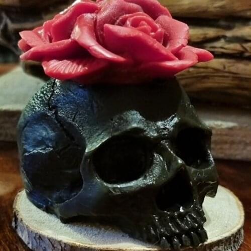 J60E 3D Rose Flower Skull Epoxy Resin Mold Home Decorations Ornaments Casting Silicone Mould DIY Crafts Plaster Candle Mold