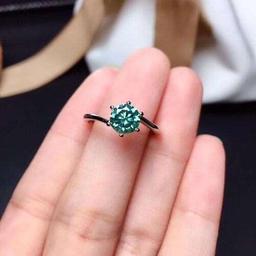 Green moissanite Personality design New ring, 925 Sterling silver, beautiful color, sparkling, 1 carat 2 Carat Diamond D VVS1