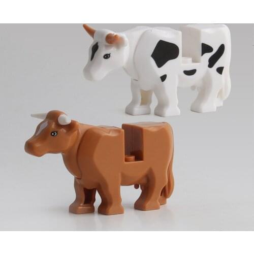City Cow Animals Figures Model Building Blocks Toys For Children Figure Gifts Cow Animal Farm Learning Kids Toys