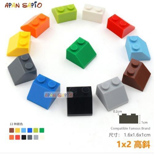 18pcs/lot DIY Blocks Building Bricks Bevel 1X2 Educational Assemblage Construction Toys for Children Size Compatible With Brands