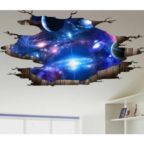 Creative 3D Universe Galaxy Wall Stickers For Ceiling Roof Self-adhesive Mural Decoration Personality Waterproof Floor Sticker