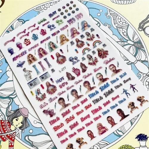 L-192 L-244 L-277 Angel cupid daisy flame fire 3D Back glue Nail Art Stickers Decals Sliders Nail ornament decoration