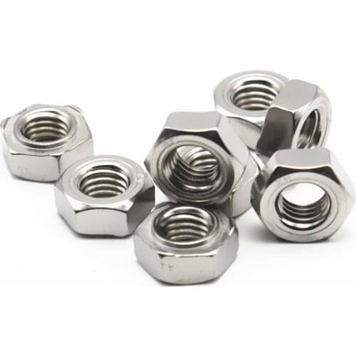 M4/M5/M6/M8/M10/M12 DIN929 304 Stainless Steel Hexagonal Welded Nuts Spot Welding Hex Nut