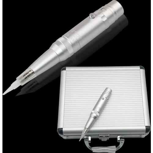 Tattoo needle Professional Permanent Makeup Machine Pen Eyebrow Lip tattoo Aluminum box packaging Tattoo Machine Silver
