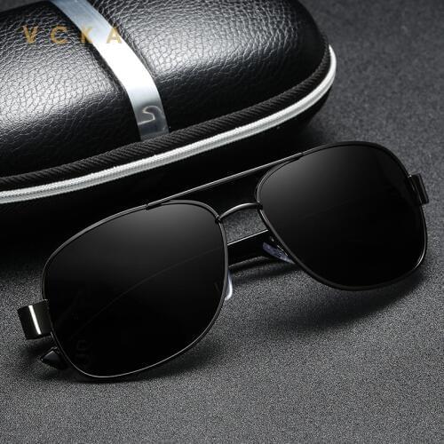 VCKA 2020 Alloy Frame Polarized Sunglasses Men Driver Shades Male Vintage Sun Glasses For Men Spuare UV400 Eyewear Gafas De Sol