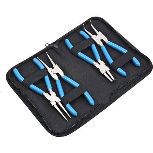 4pcs Snap Internal External Retaining Ring Pliers Kit 7" 175mm Long Nose Circlip Pliers Set DIY Beading Jewellery Remover Tool